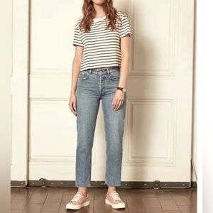 Boyish The Tommy Jeans High Waist Straight Leg Women Size 27 Button Fly Blue